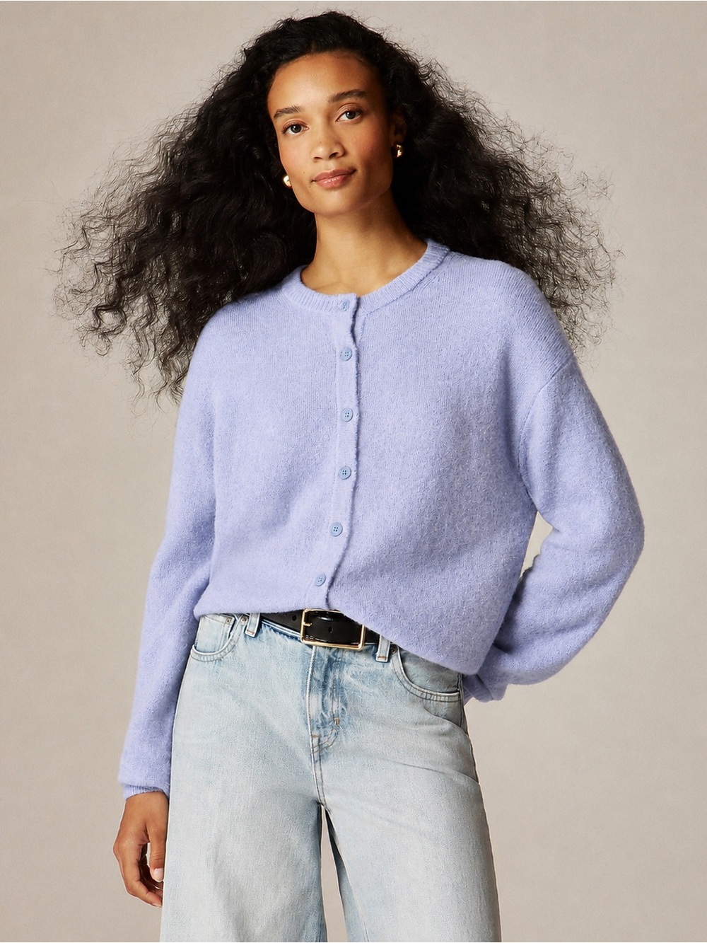 New JCREW SZ 2x Supersoft bubble-hem cardigan Wool Alpaca